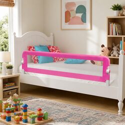 Toddler Safety Bed Rail 150 x 42 cm Pink Foldable Guard Protection Sleep