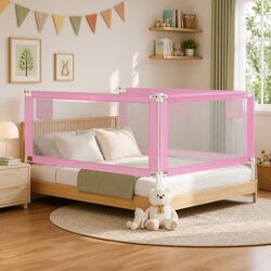Toddler Safety Bed Rail Pink 190x25 cm Washable Fabric Protection Guard