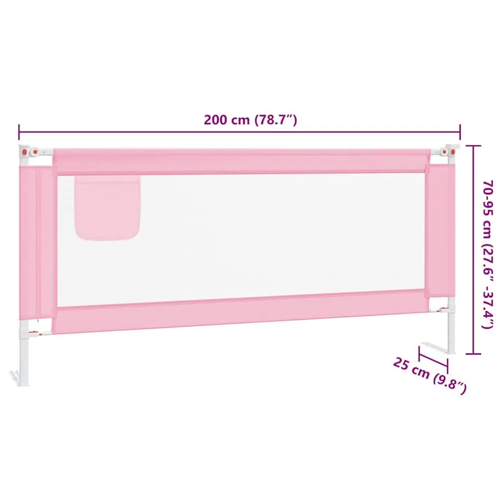 Toddler Bed Rail Safety Guard 200x25 cm Pink Fabric Protection