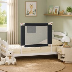 Toddler Safety Bed Rail Grey 90x25 cm Adjustable Height Guard for Kids Cot