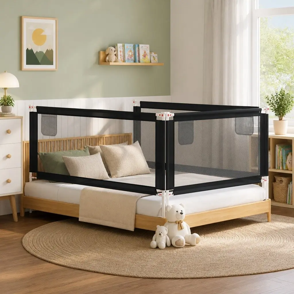 Toddler Safety Bed Rail Grey 200x25 cm Adjustable Height Protection Guard