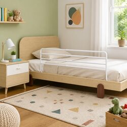 Toddler Safety Bed Rail White Adjustable Width 76-137cm Iron Protection Guard