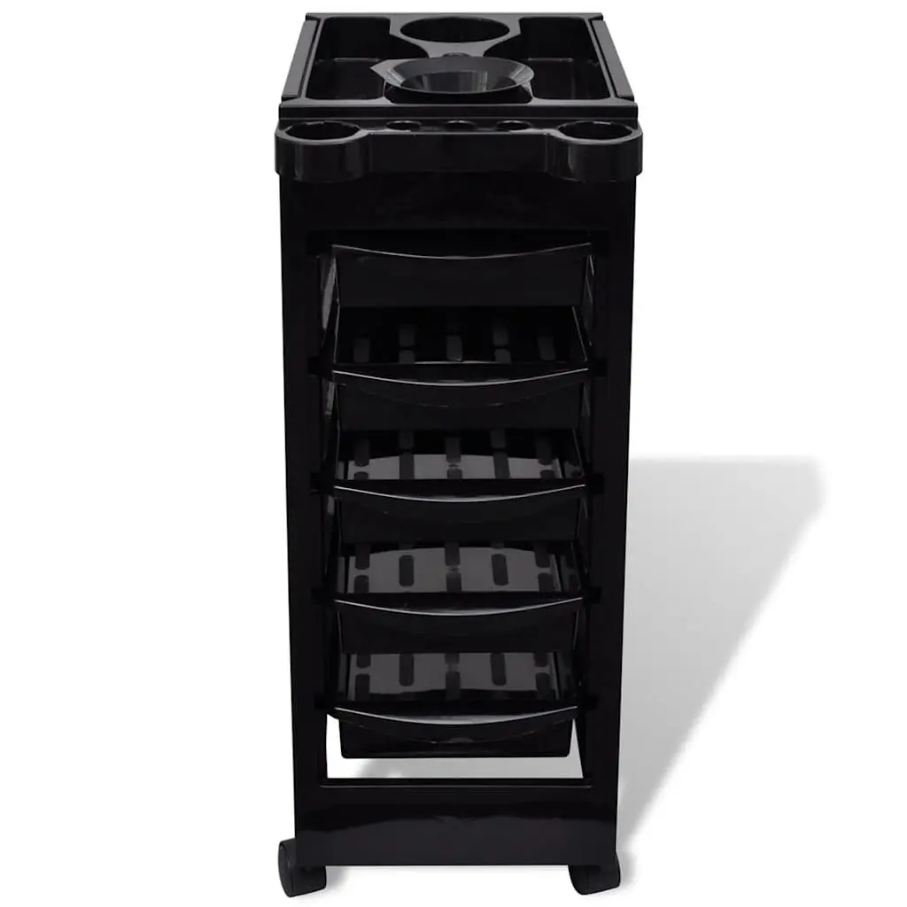 Hair Salon Trolley Organizer with Five Drawers Black