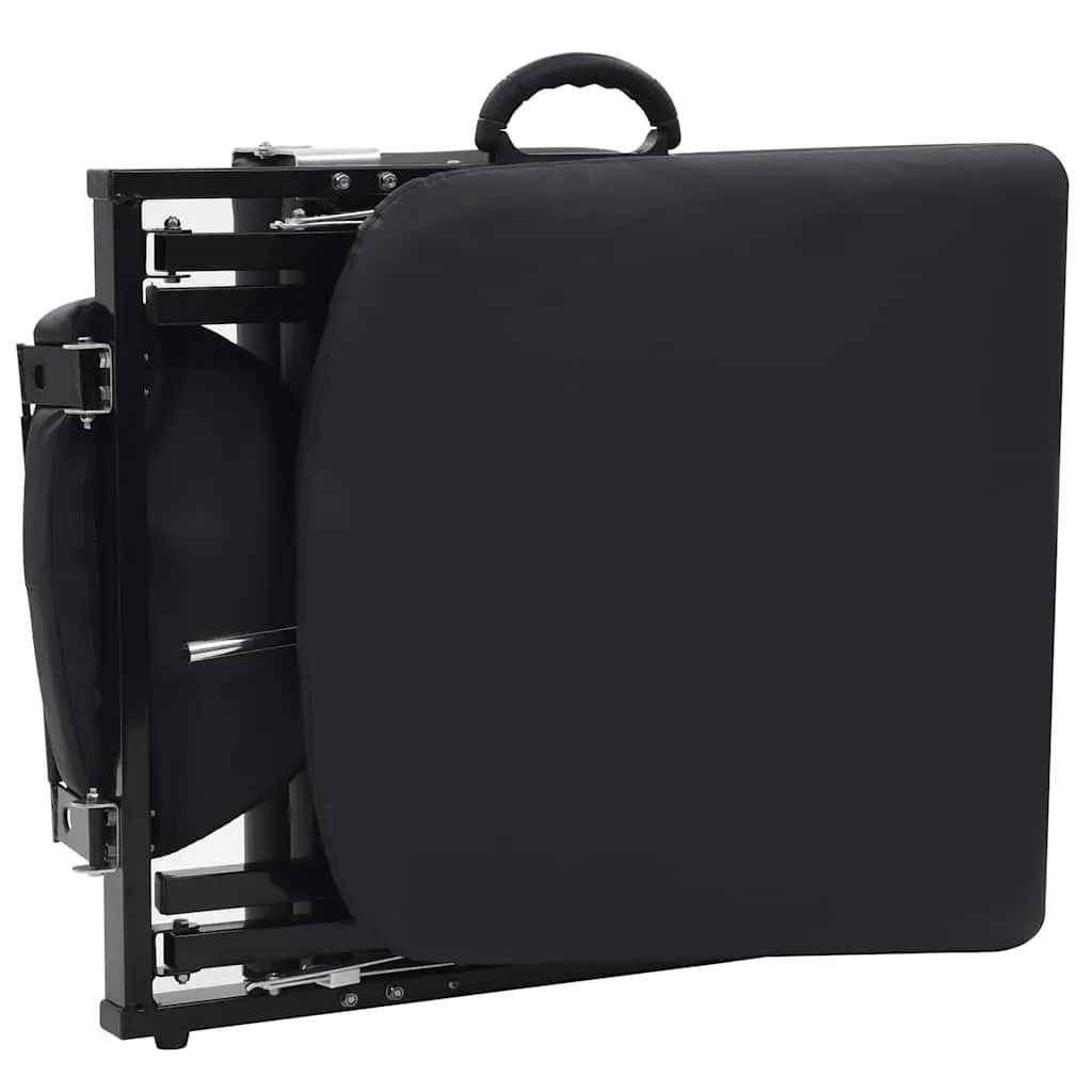 Facial Treatment Chair Portable Faux Leather Massage Bed Black Steel and Wood Construction