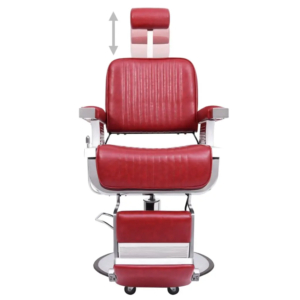 Barber Chair Adjustable Headrest Red Salon Furniture Reclining Seat