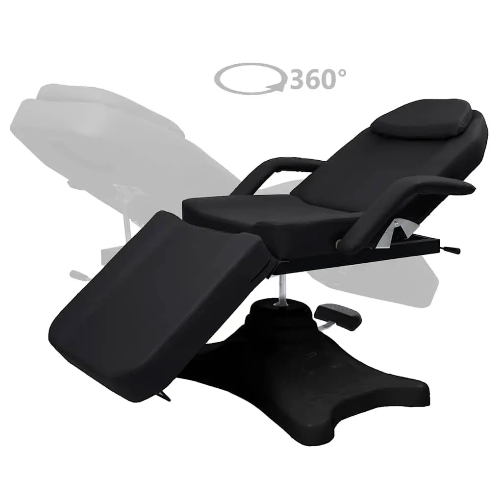 Massage Table Adjustable 180cm Black PVC Cushioning Rotating for Beauty Treatment Salon