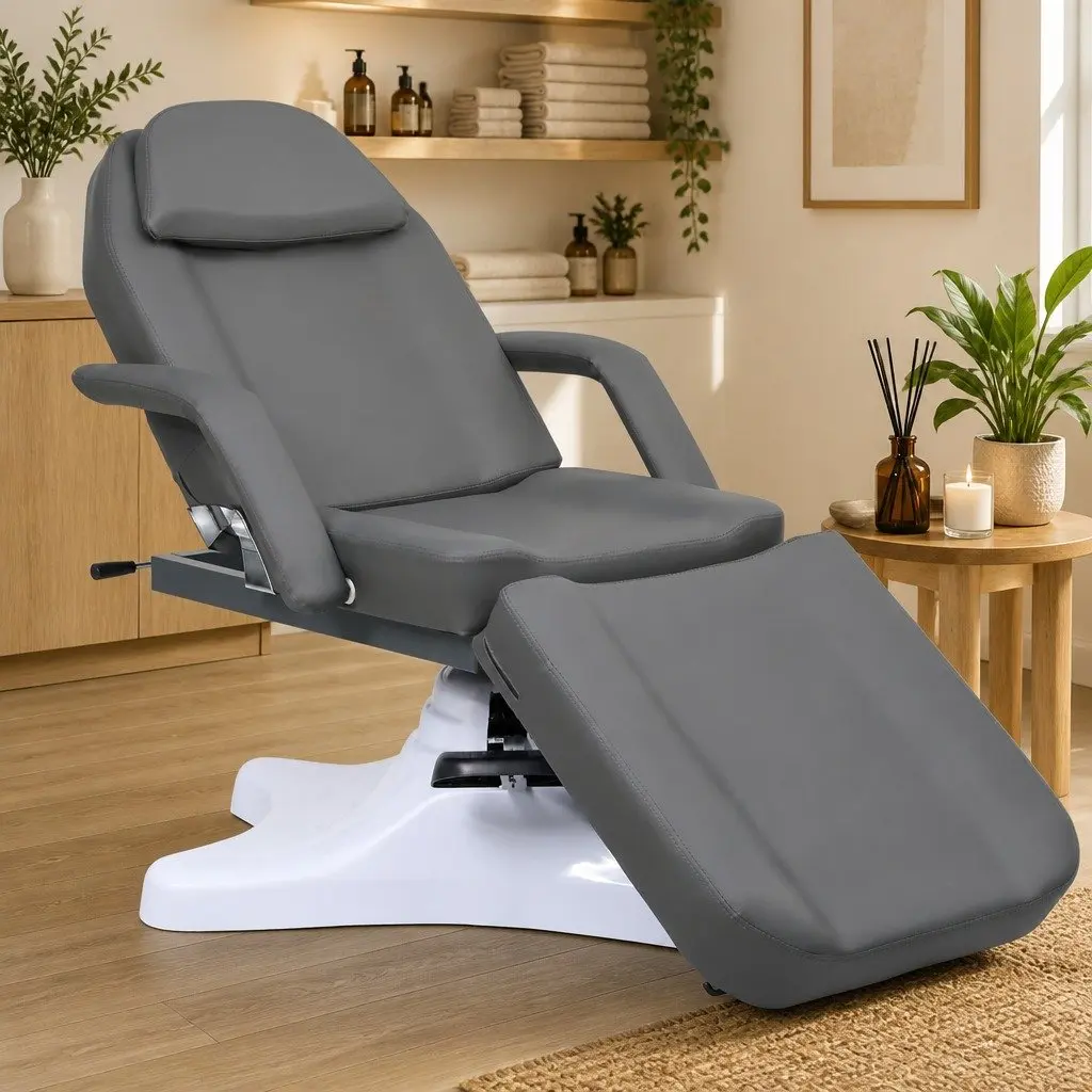 Massage Table Adjustable Backrest Footrest Rotating Grey 180 x 62 x 86.5–118 cm