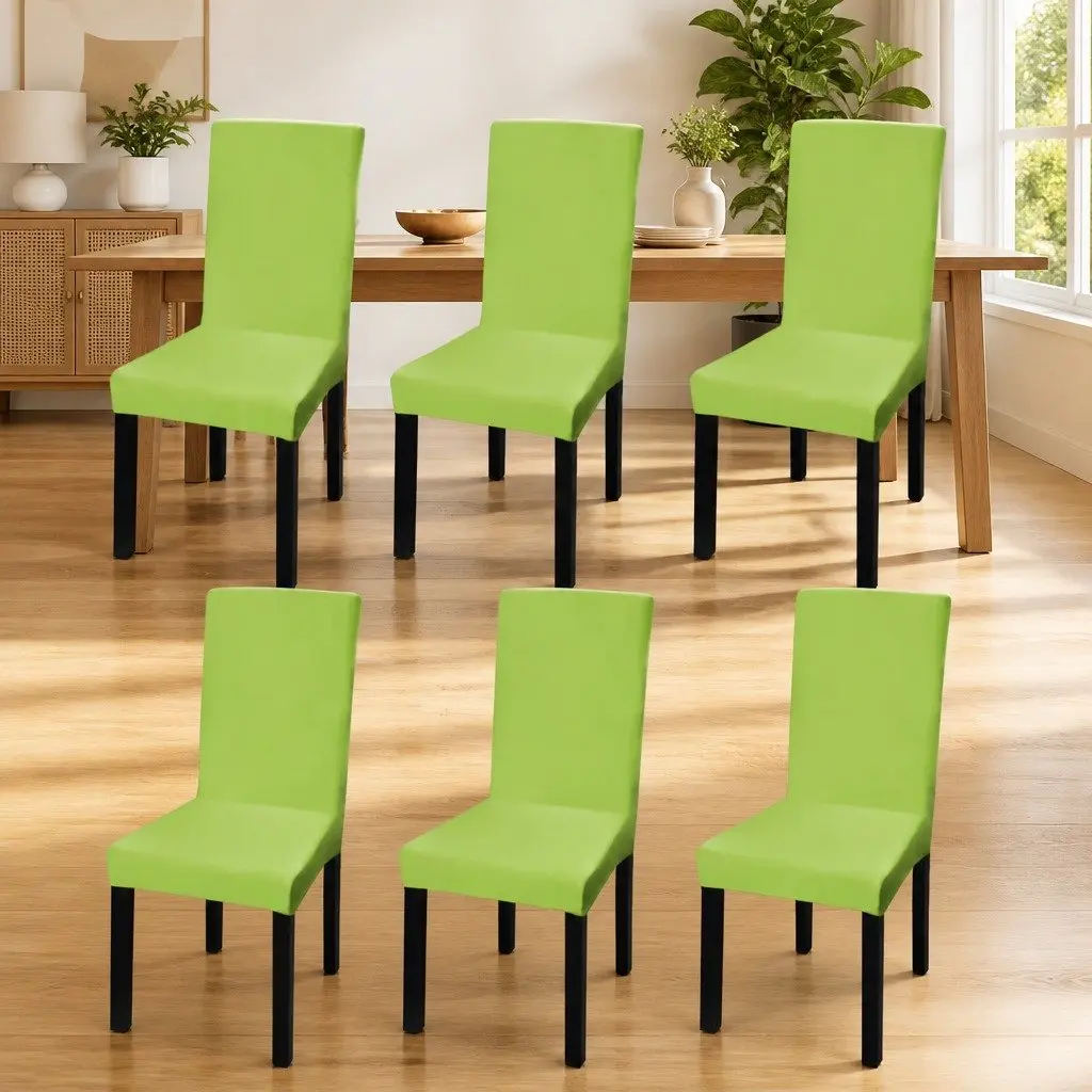 Chair Cover Stretchable Wrinkle Resistant 6 Pieces Green Soft Fabric
