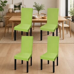 Straight Stretchable Chair Cover 4 pcs Green Soft Wrinkle-Resistant Dining