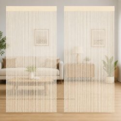 String Curtains 2 pcs 140x250 cm Cream Room Divider Door Window Panel Decor