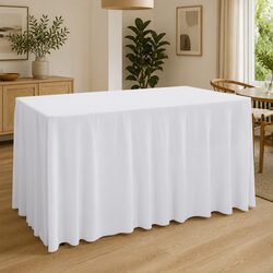 Stretch Table Cover with Skirt 183x76x74 cm White 2 Pack Event Party Banquet