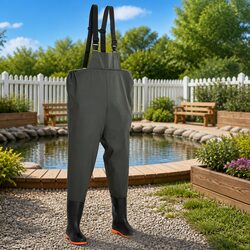 Chest Wading Pants with Attached Boots Fishing Hunting Green Size 40