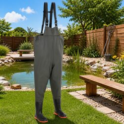 Chest Wading Pants with Attached Boots Fishing Waders Green Size 43