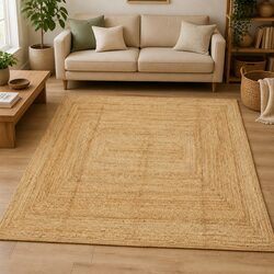 Handmade Jute Area Rug Brown Natural Braided Woven Carpet Home Decor 160x230cm