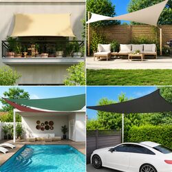 Rectangular Sunshade Sail 2.5x3m Black Oxford Fabric Garden Patio Outdoor Shade