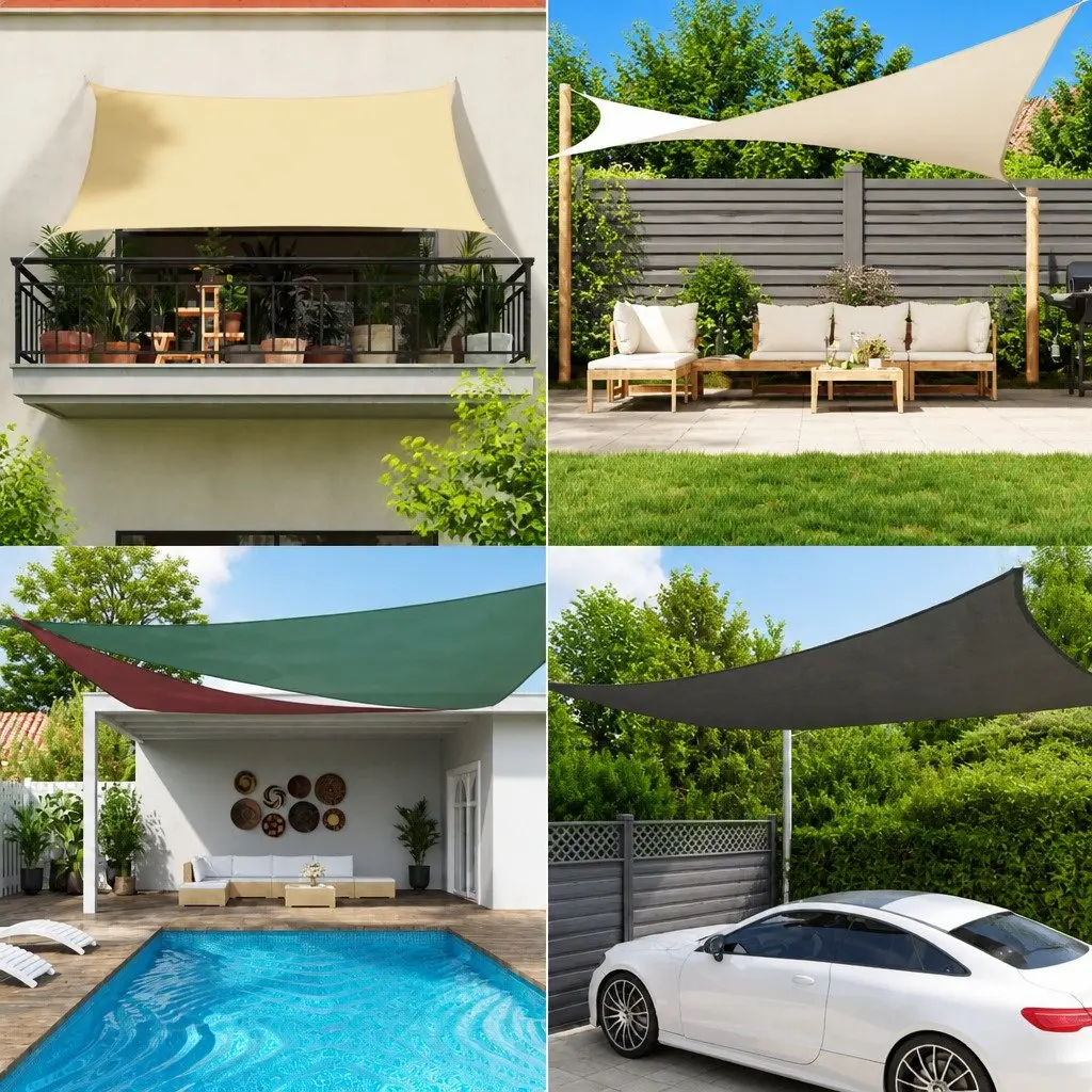 Rectangular Sunshade Sail PU Coated Oxford Fabric 3x6m Black
