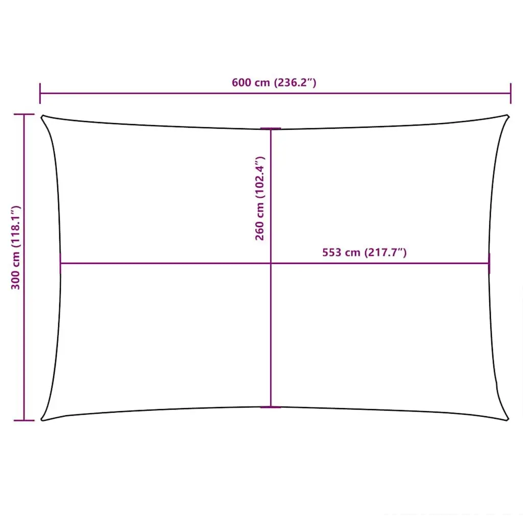 Rectangular Sunshade Sail PU Coated Oxford Fabric 3x6m Black