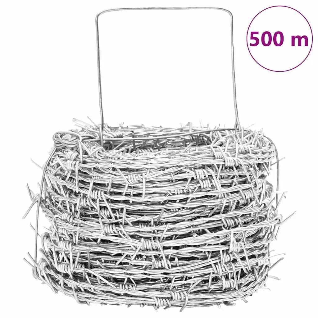 Barbed Wire 500m Heavy-Duty 2-Strand 4-Point Galvanised Steel Blue Fencing