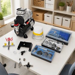 Airbrush Compressor Set 3 Pistol Spray Guns Kit Air Tank Professional Tattoo Art