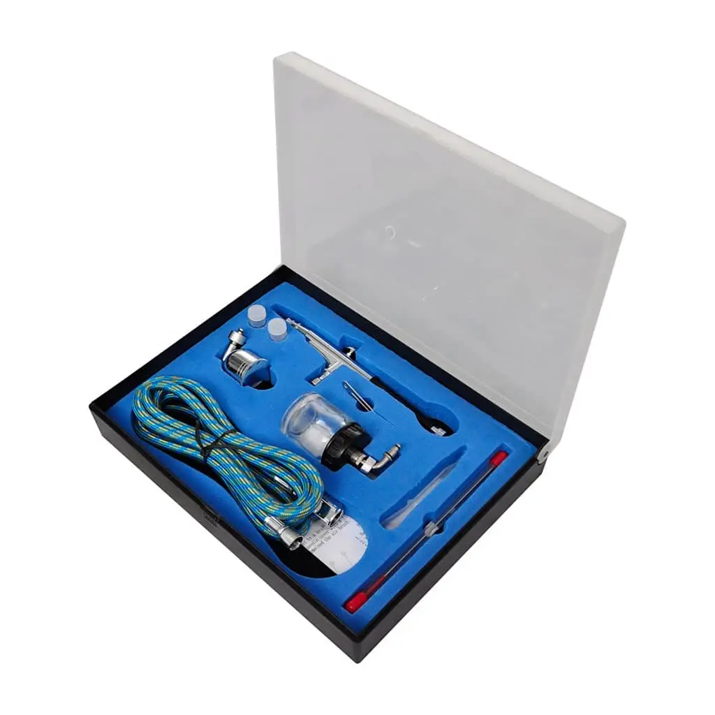 Airbrush Compressor Set Mini Piston with 3 Litre Tank and 2 Spray Guns for Tanning Makeup Nail Art and General Applications