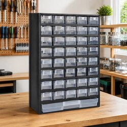 41-Drawer Plastic Storage Cabinet Tool Box Organizer Black Workshop Garage