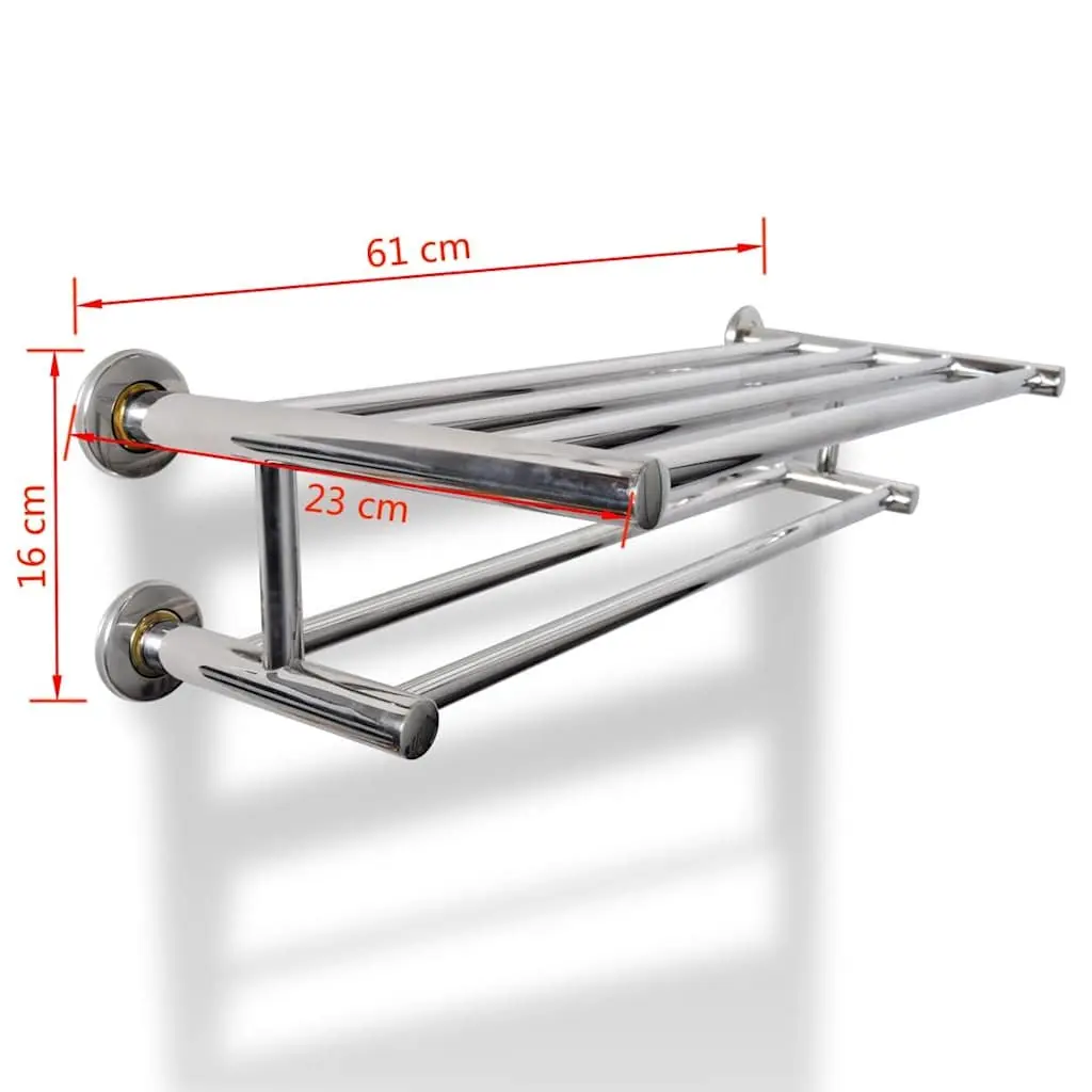 Stainless Steel Wall Mounted Towel Rack 6 Tubes Silver