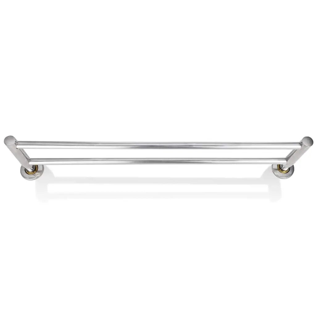 Wall Mounted Towel Rack Stainless Steel 2 Tubes Silver Bathroom Holder