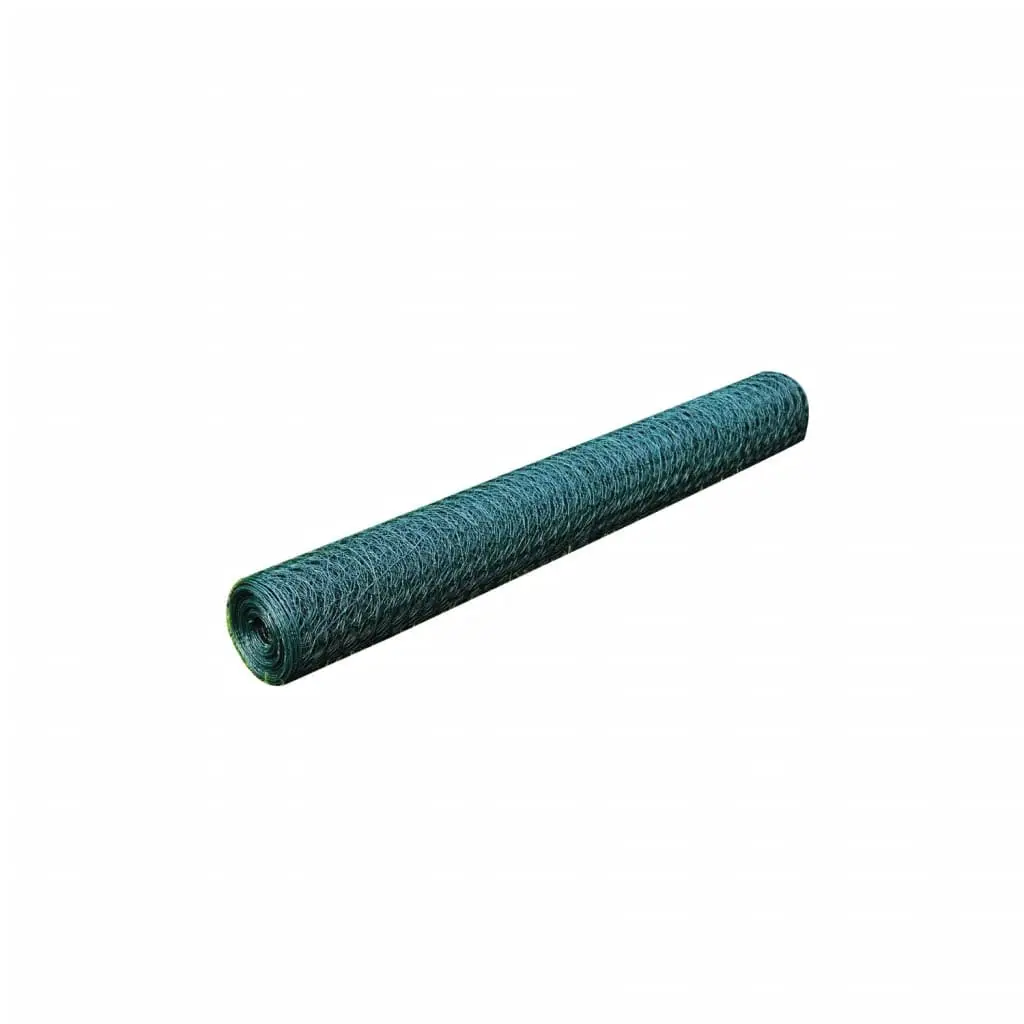 Chicken Wire Fence Panel PVC Coated Green 25x1m for Poultry Enclosure Netting