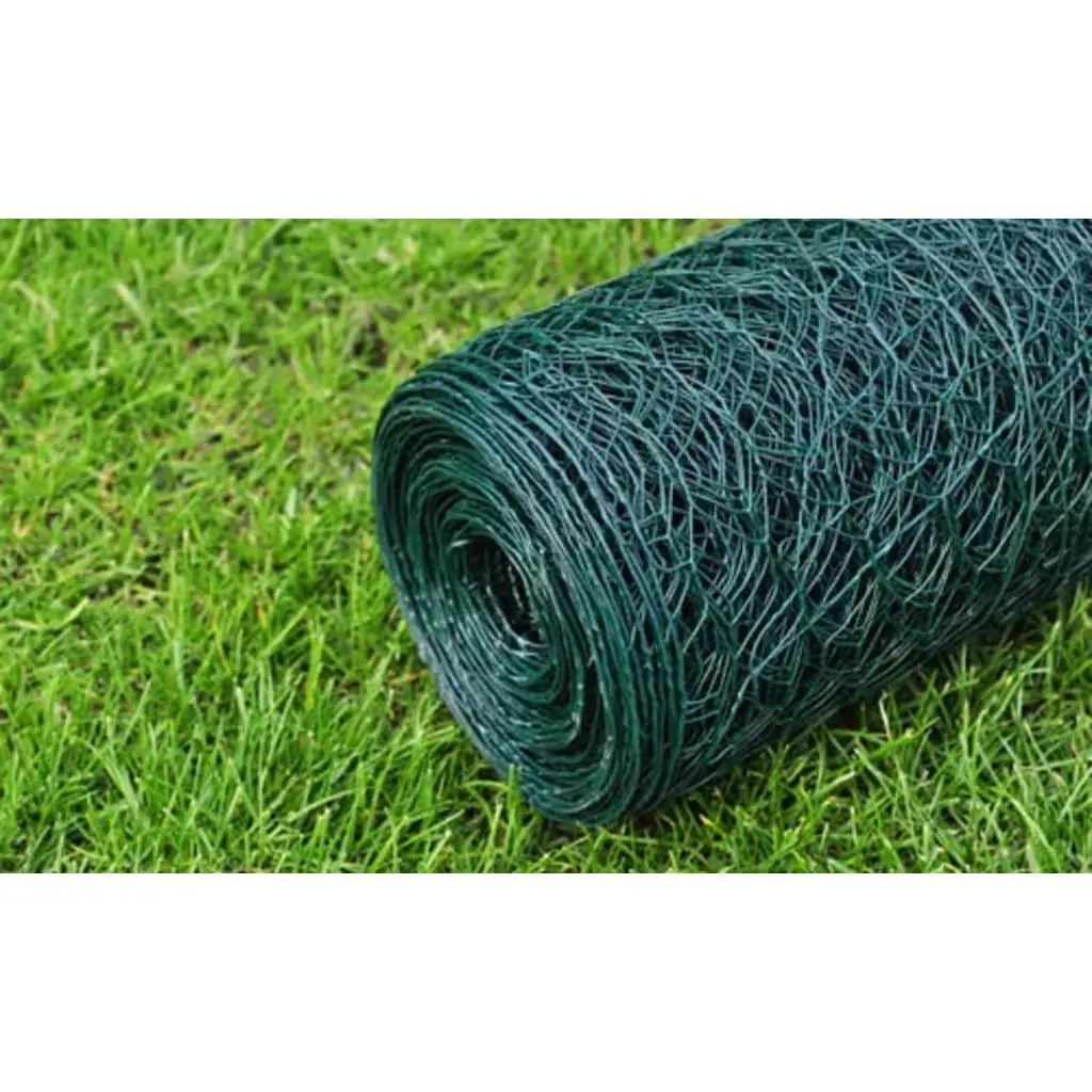Chicken Wire Fence Panel PVC Coated Green 25x1m for Poultry Enclosure Netting