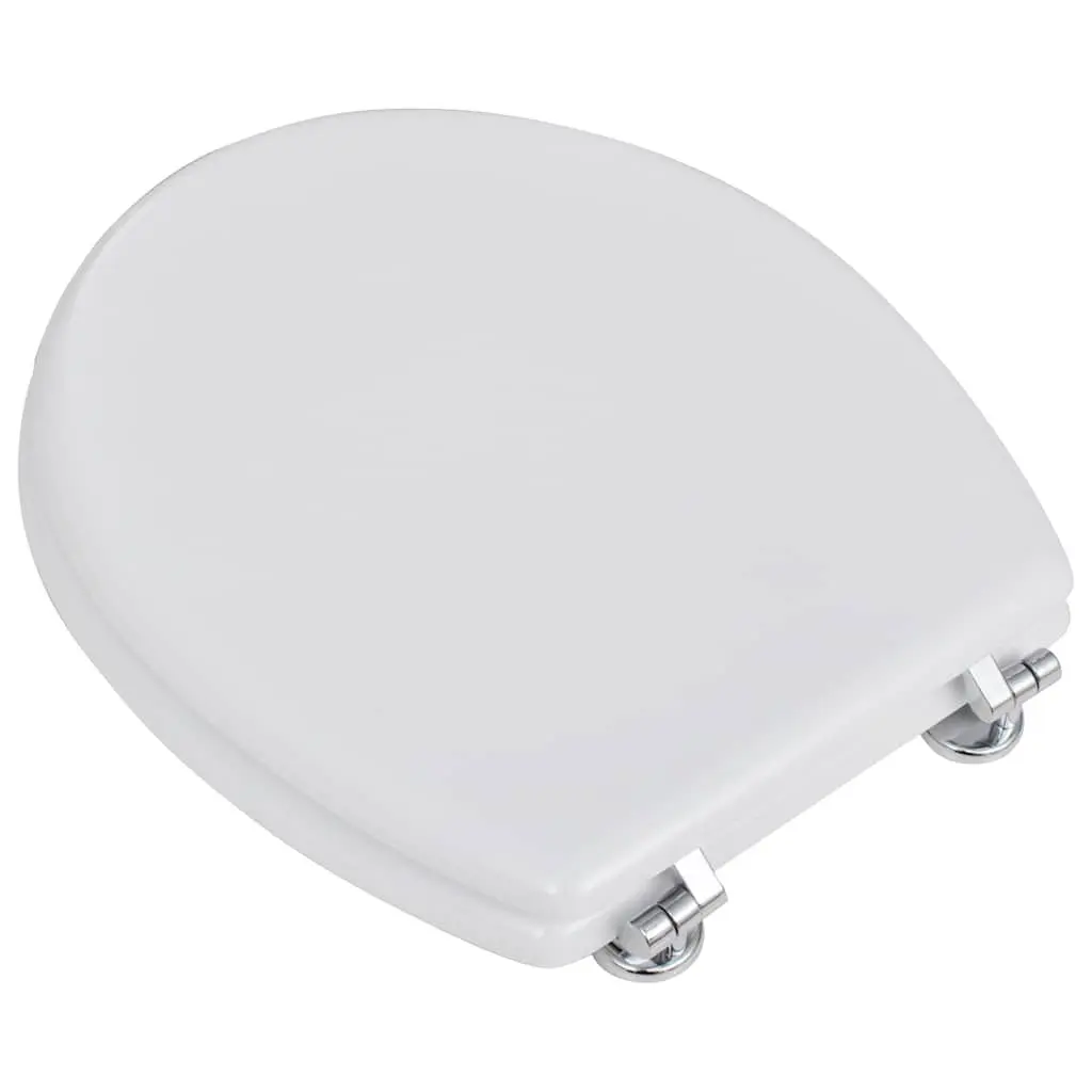 White MDF Toilet Seat with Lid Universal Bathroom Fixture Easy Clean Design