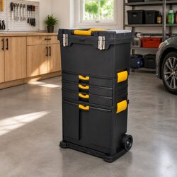 Tool Chest Trolley with Drawers Portable Case Storage Organizer Black Hardware