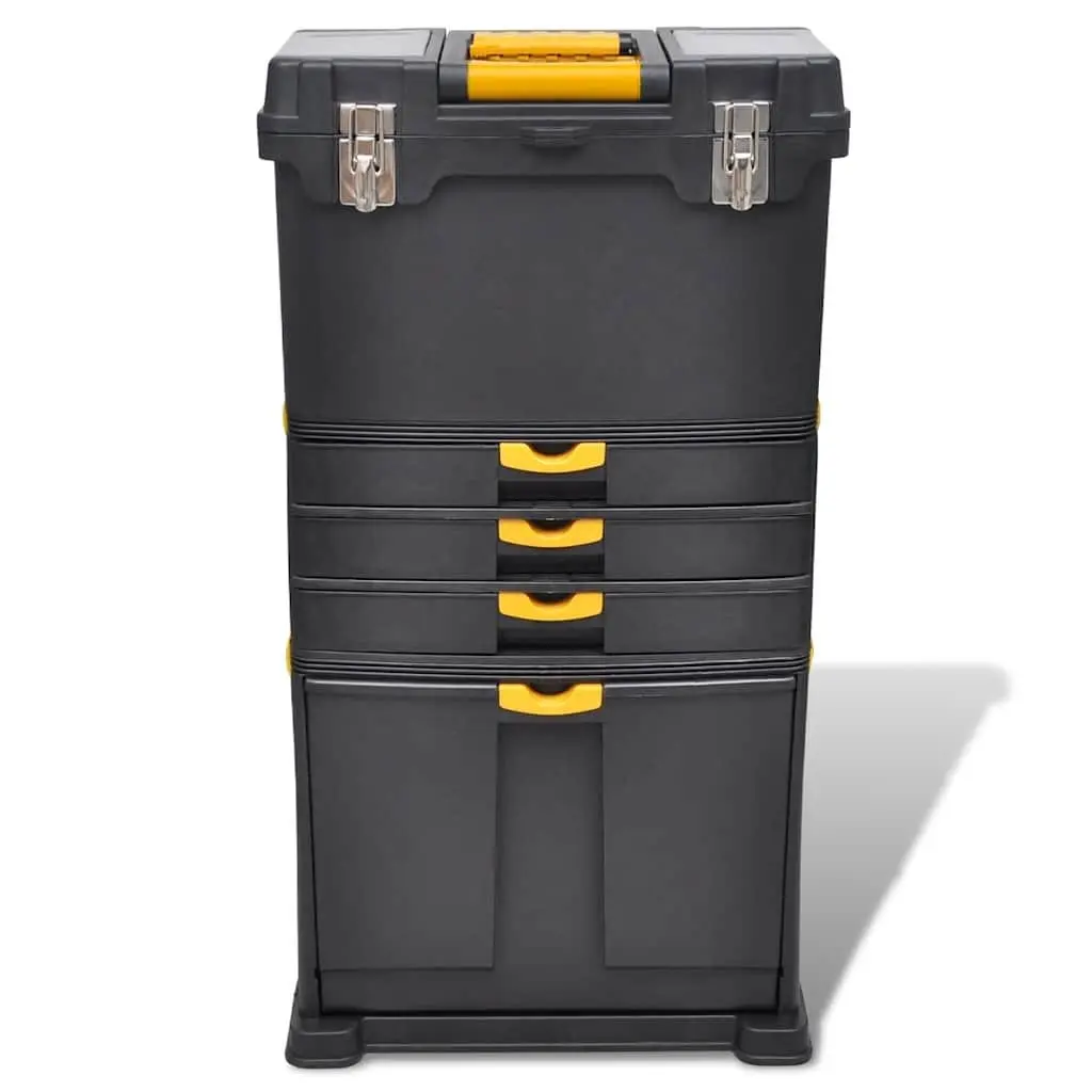 Tool Chest Trolley Portable Storage Organizer with Drawers Black Polypropylene
