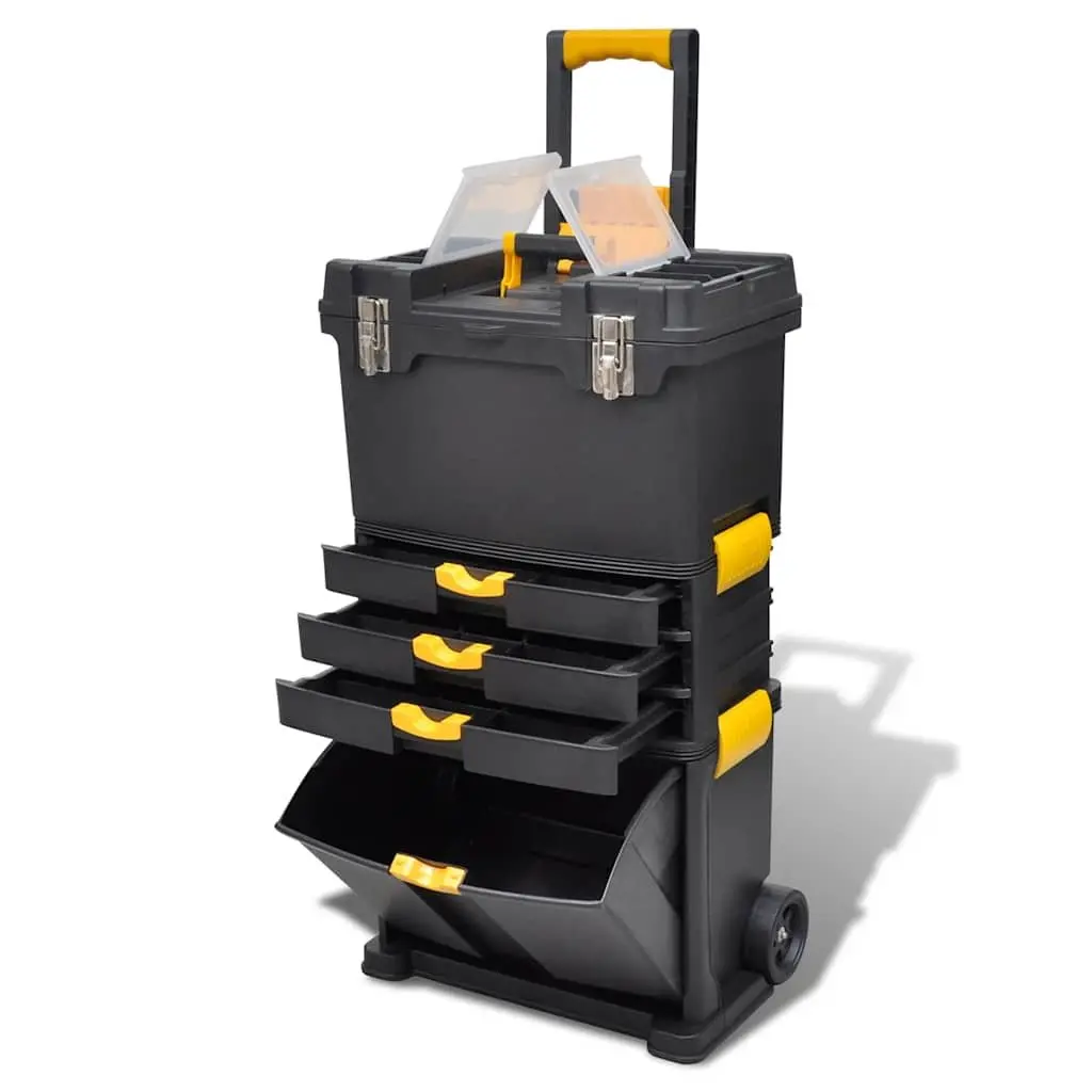 Tool Chest Trolley Portable Storage Organizer with Drawers Black Polypropylene