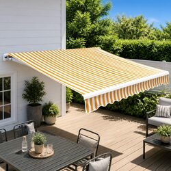 Awning Replacement Fabric Yellow White 4x3m Outdoor Patio Garden Shade Canvas