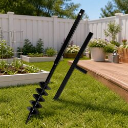 Ground Drill Auger Bit 100mm Double Spiral Handle Steel Soil Digging Planting