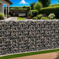 Gabion Basket with Lids 100 x 100 x 30 cm Galvanised Wire Fence Panel Retaining