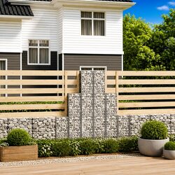 Gabion Basket Set 6 Piece Wire Mesh Retaining Wall Garden Fencing Barrier Panel