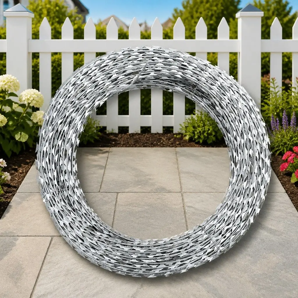 Razor Wire Helical Coil Roll 100m Green Galvanised Steel Garden Yard Fence Security Protection