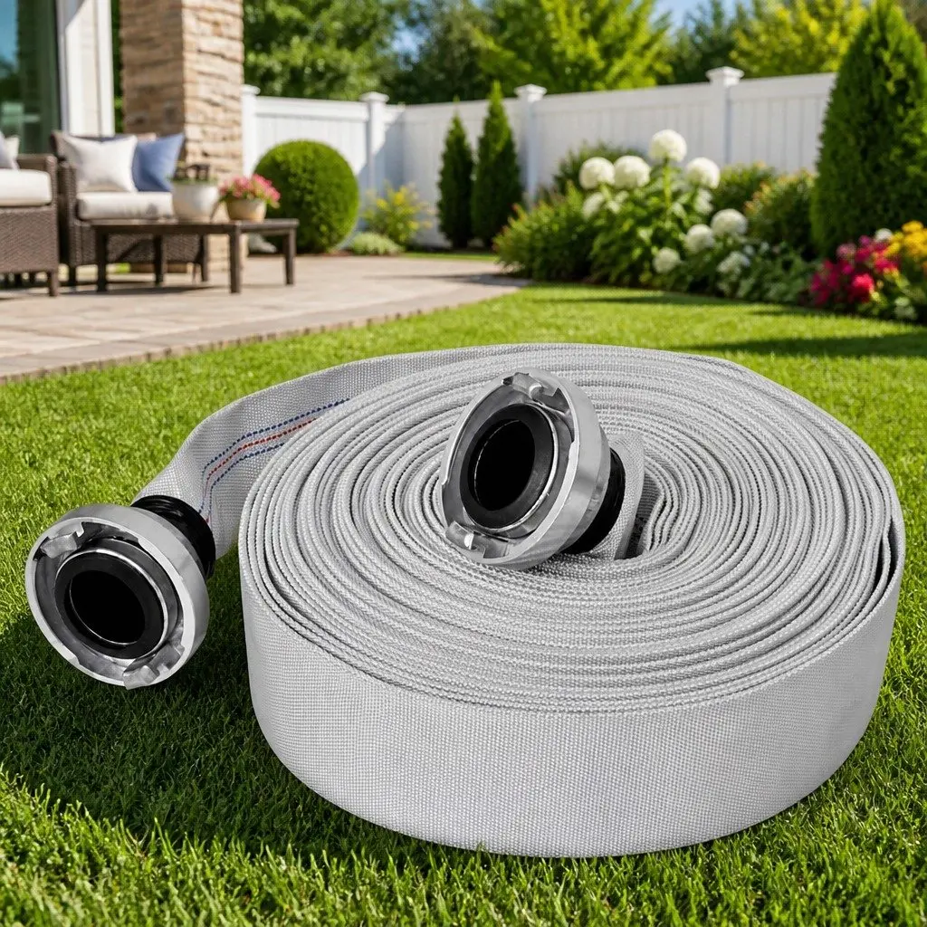 Fire Flat Hose 20m Weather Resistant Smooth PVC Lining 2 Inch C-Storz Couplings
