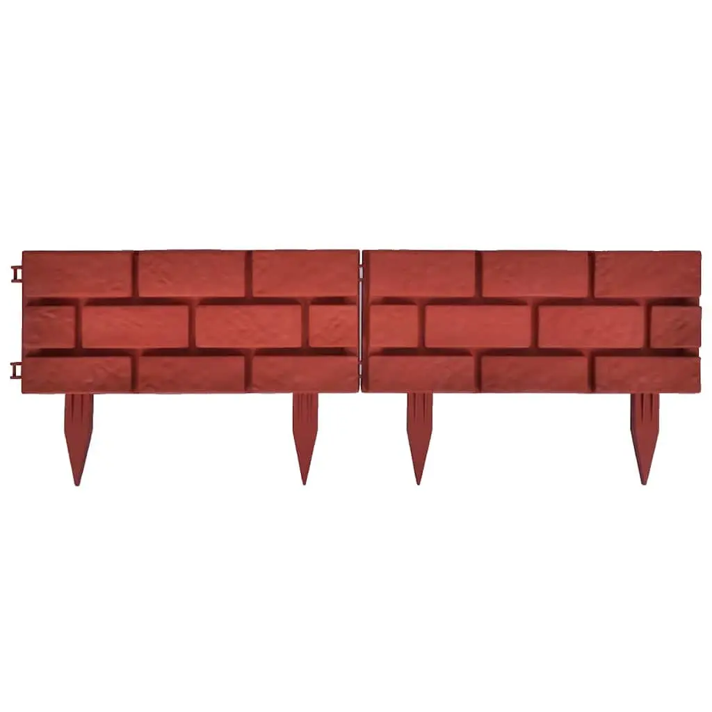 Garden Lawn Divider Edging Border Red 11 Piece Decorative Partition Flower Bed