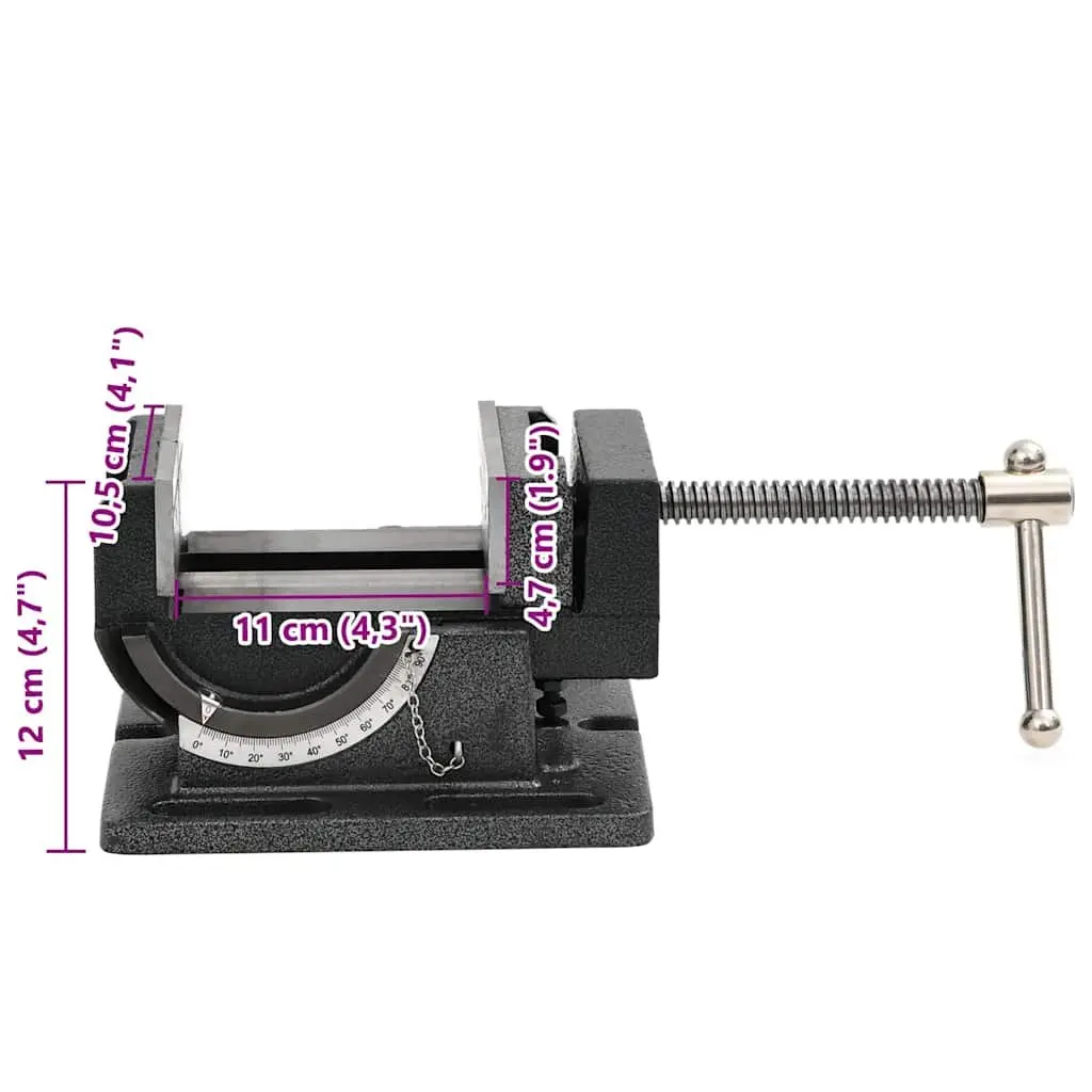 Manually Operated Tilting Drill Press Vice 110mm Workbench Clamp Tool