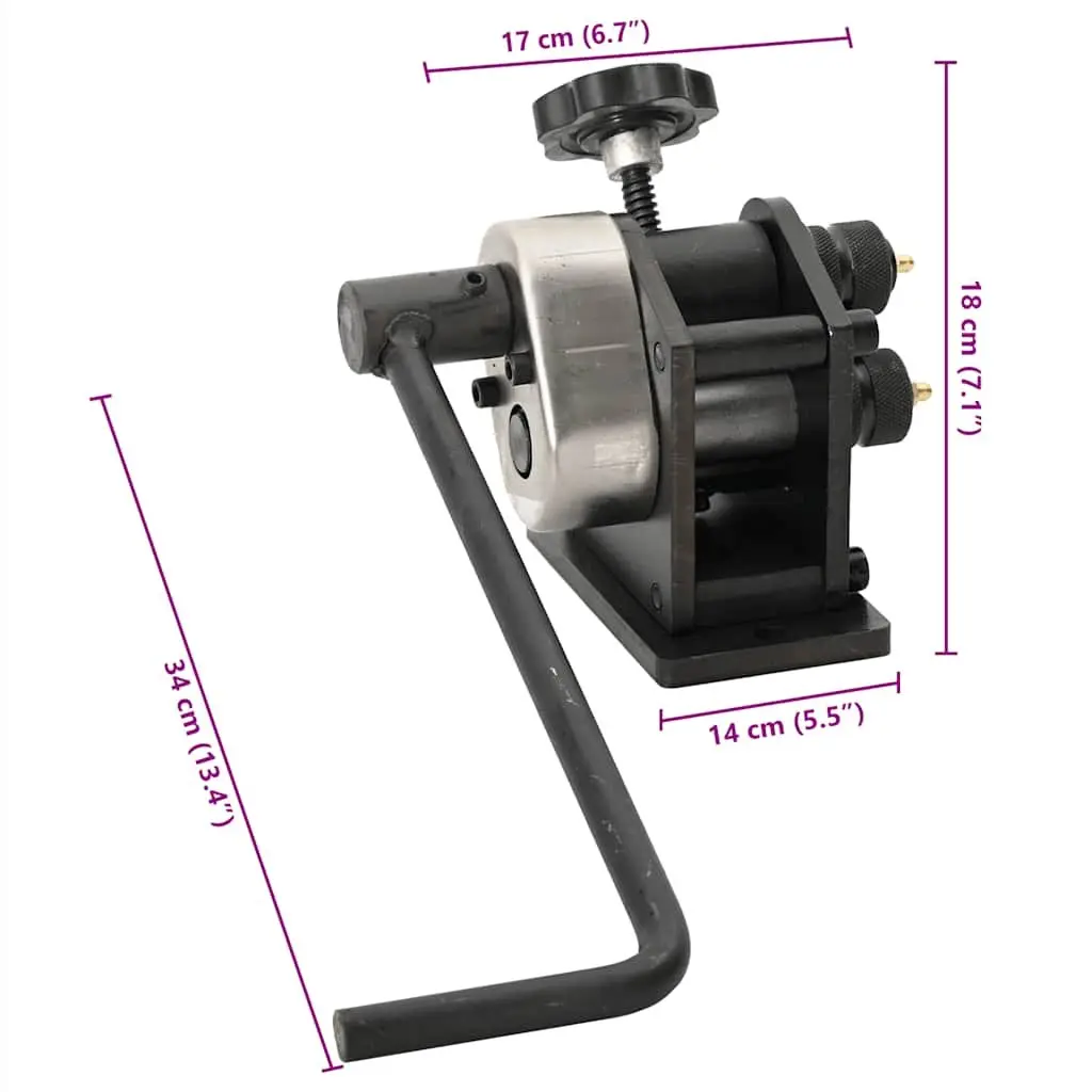 Manual Roll Bending Machine for Bending Flat Bars and Solid Bars Workbench Mounted