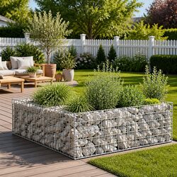 Gabion Planter Silver Garden Border Raised Bed Flower Patio Outdoor Fence Panel