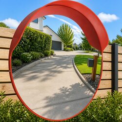 Convex Traffic Mirror 60cm PC Plastic Orange Outdoor Safety Road Security