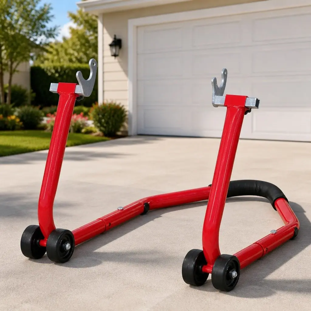 Motorcycle Rear Stand Adjustable Swing Arm Support Tool Steel Red