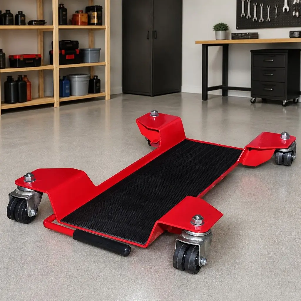 Motorcycle Dolly Centre Stand Heavy Duty Red 360° Castors