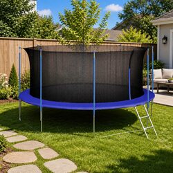 Safety Net for 4.57m Round Trampoline Black Weatherproof Replacement Enclosure