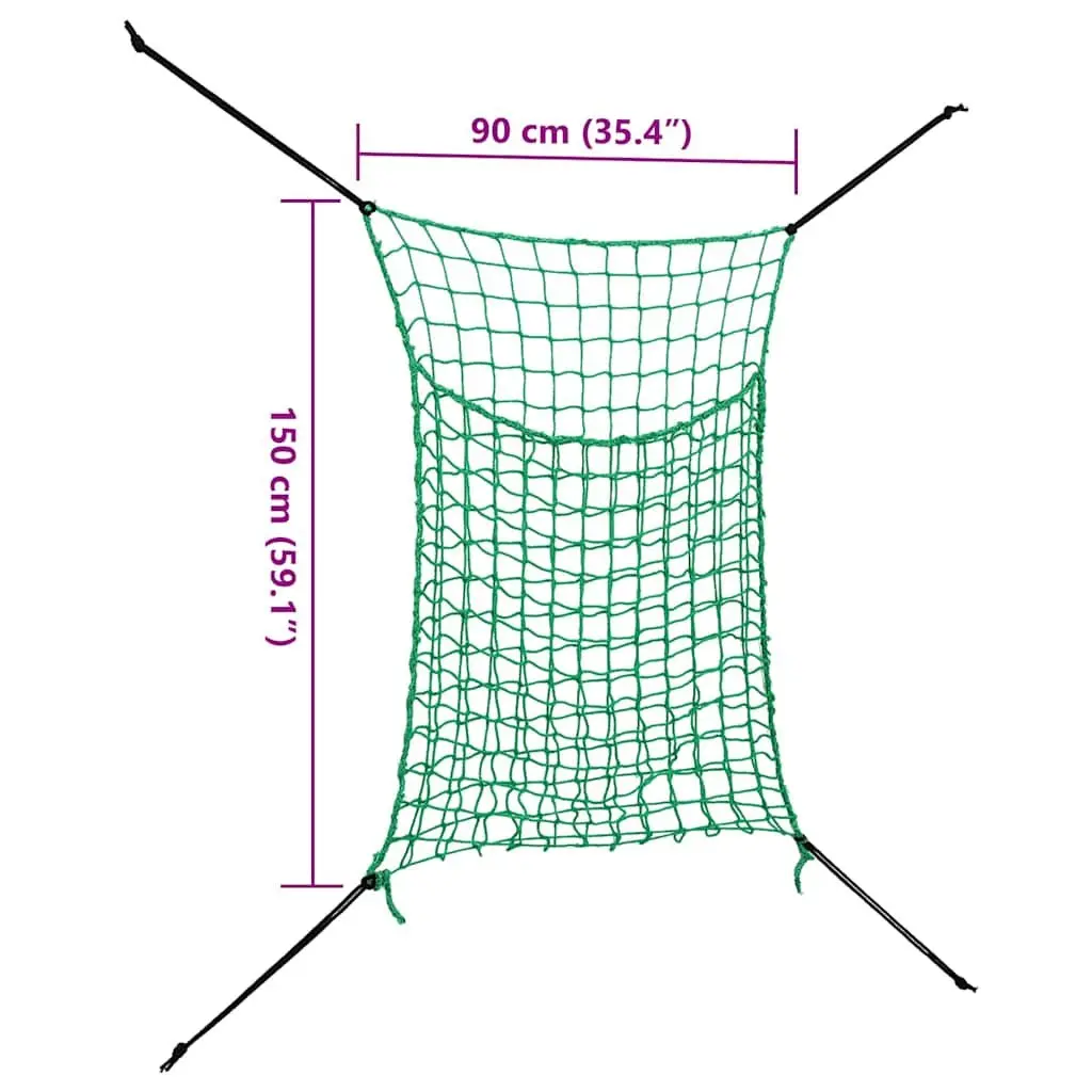 Hay Nets 2 Pieces Rectangular 0.9x1.5m Green PP Mesh Feeding Slow