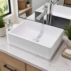 Ceramic Basin White Bathroom Sink Vessel 41x30x12 cm Washroom Powder Room