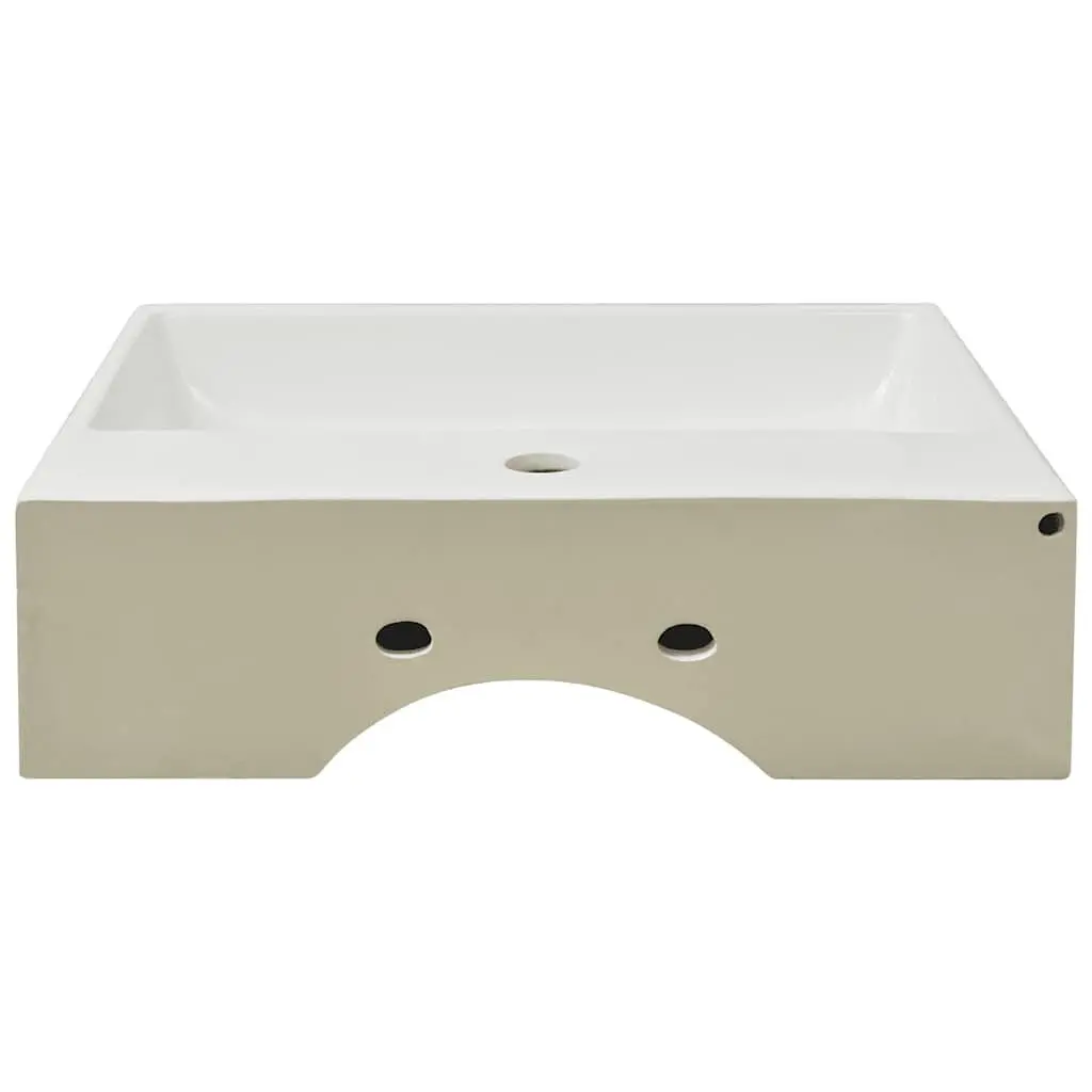 White Ceramic Bathroom Basin Sink with Faucet Hole Wall Mount 51.5x38.5x15cm